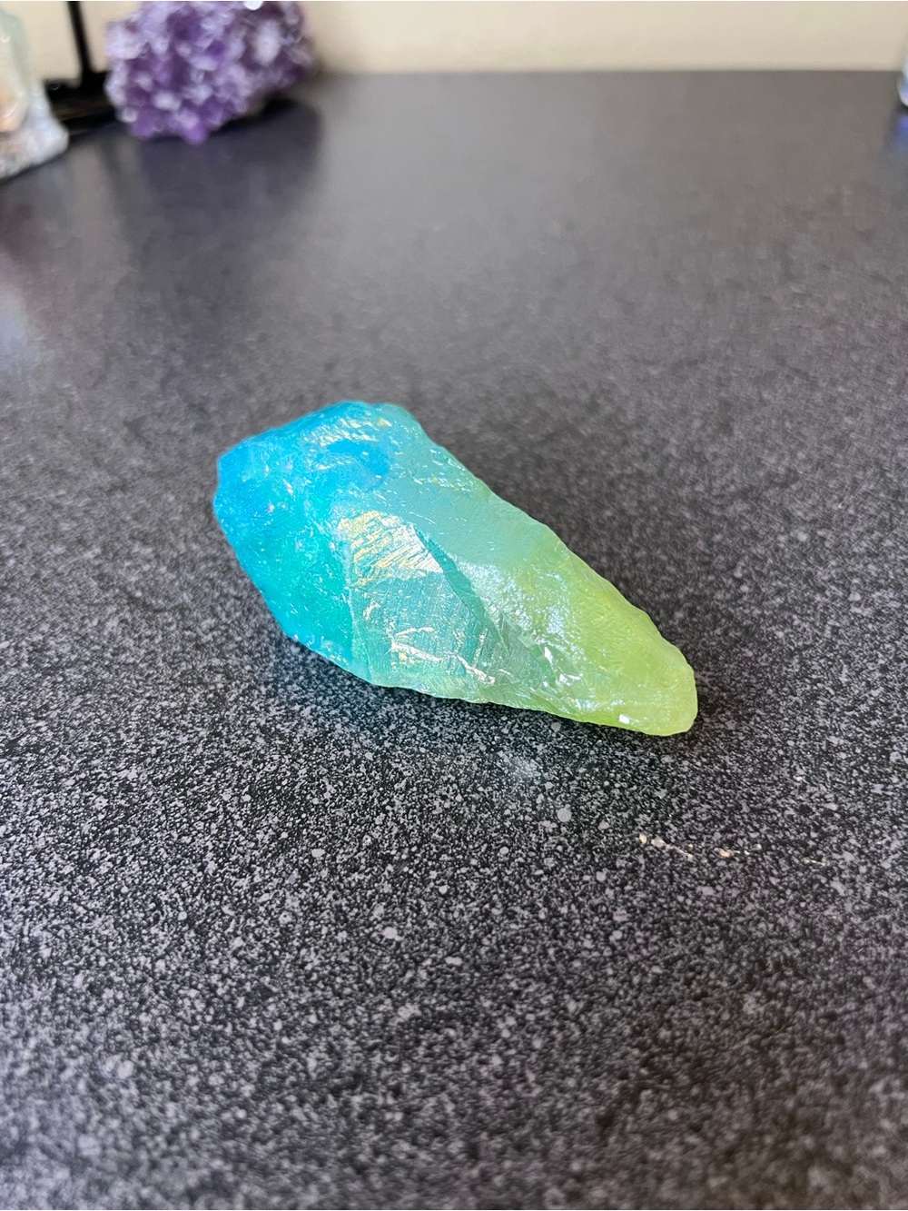 Blue to Lime Gradient Crystal Point